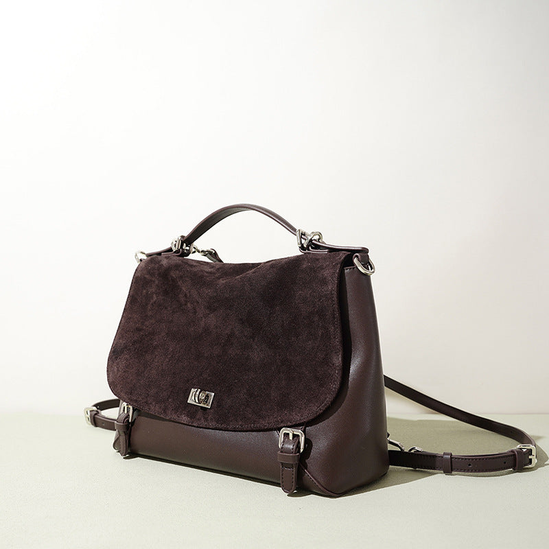 Large Leather Lock-Detail Backpack
