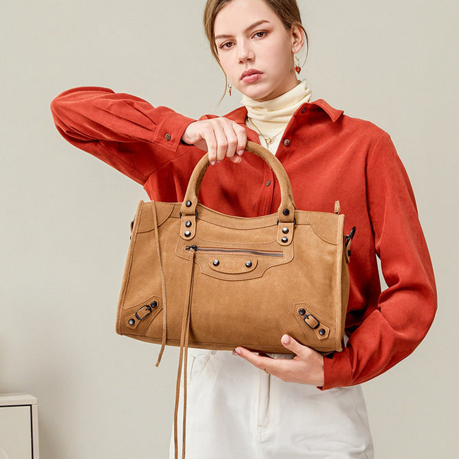 Suede Multi-Pocket Shoulder Bag