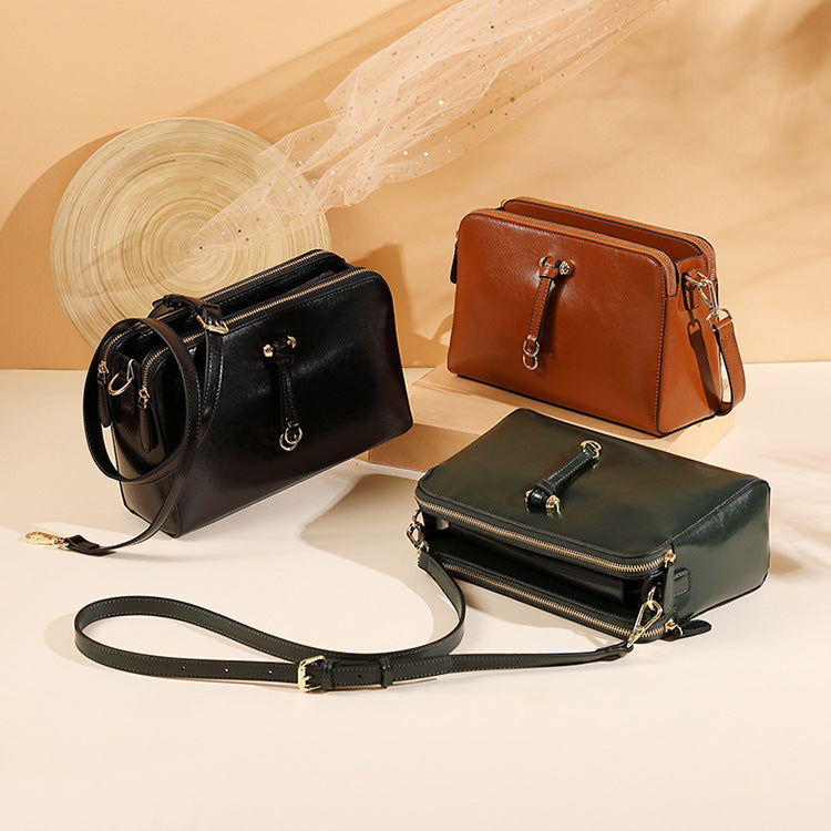 Cowhide Leather Box Crossbody