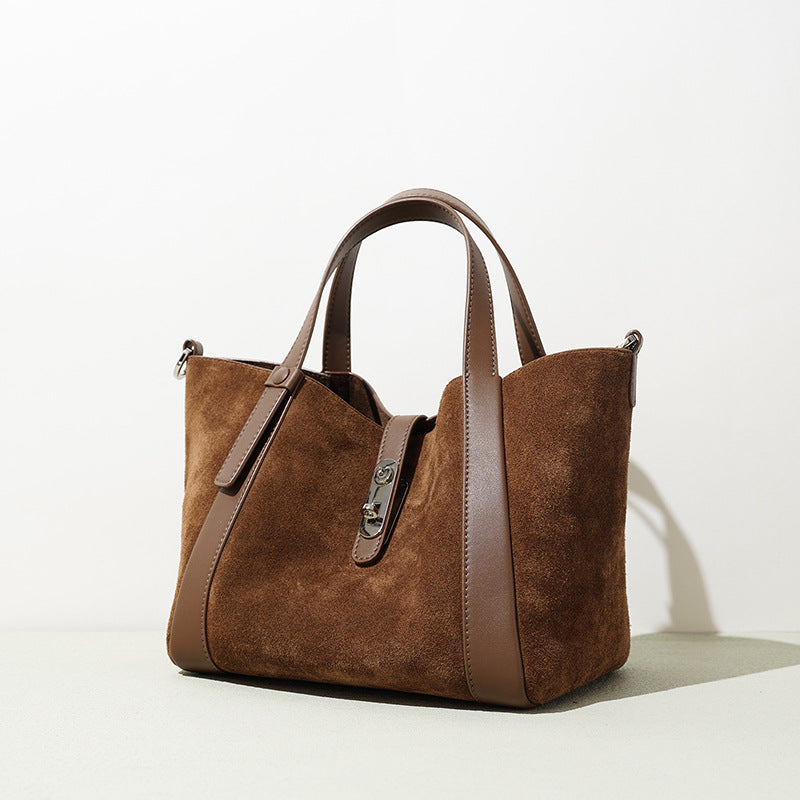 Suede Basket Shoulder Bag