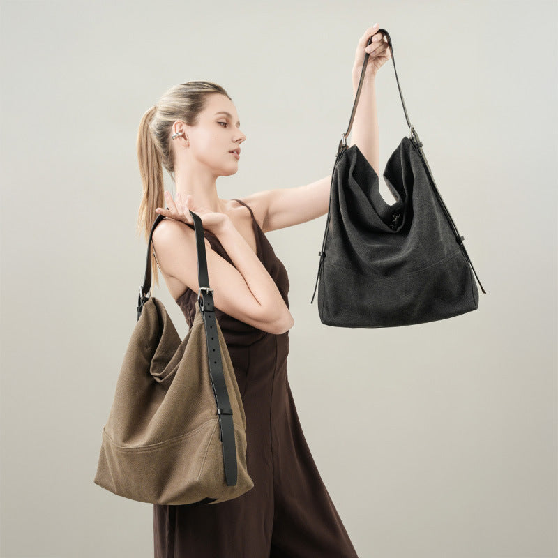 Canvas and Cowhide Commuter Tote