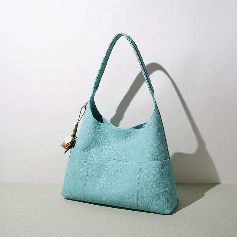 Woven Leather Bucket Tote
