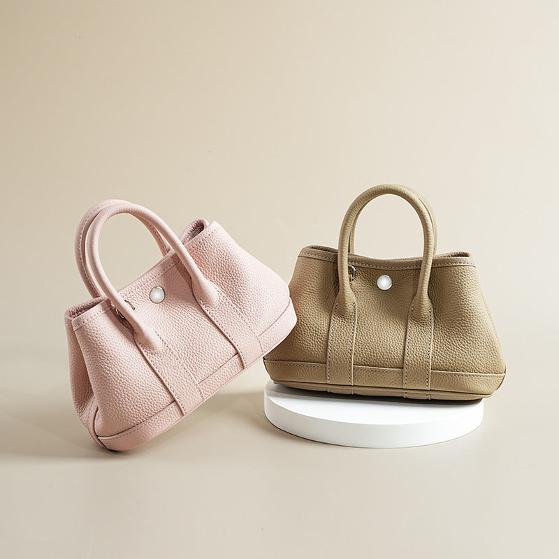 Mini Cowhide Leather Basket Bag