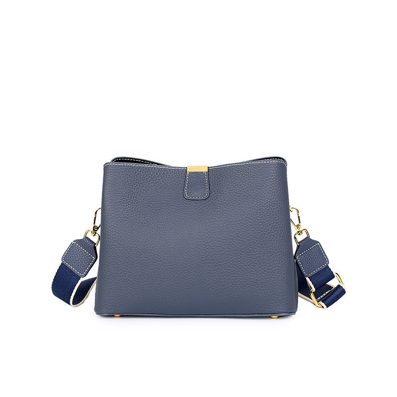 Leather crossbody bucket bag — detail view