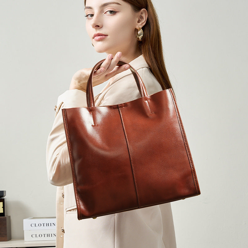 Vegetable-Tanned Leather Commuter Tote