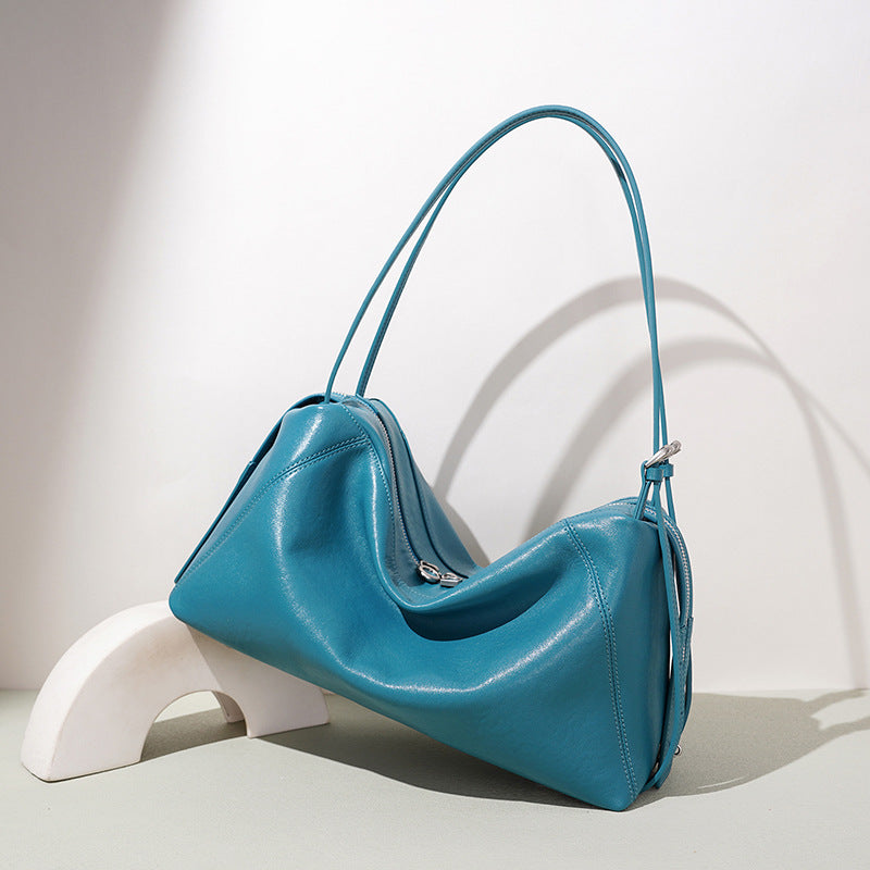 Top-Grain Leather Pillow Tote