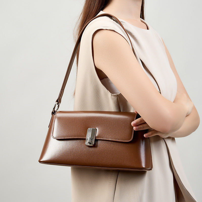 Red Leather Baguette Hobo