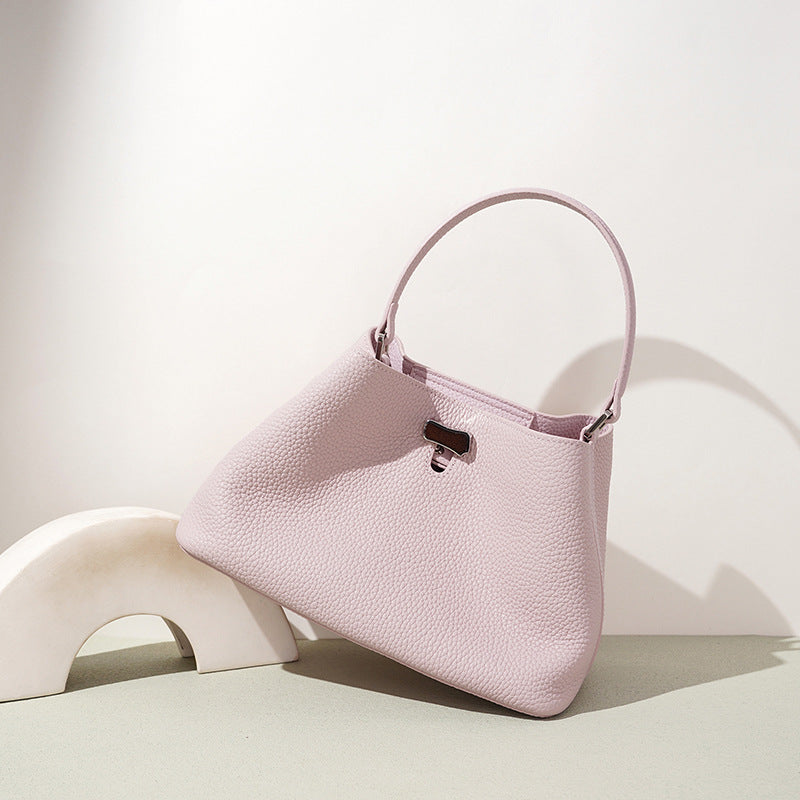Pebbled Top-Grain Leather Convertible Bucket Bag