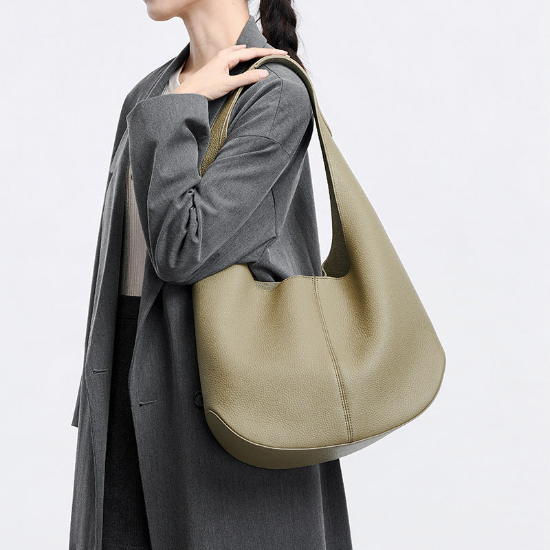 Large Top-Grain Leather Shoulder Tote