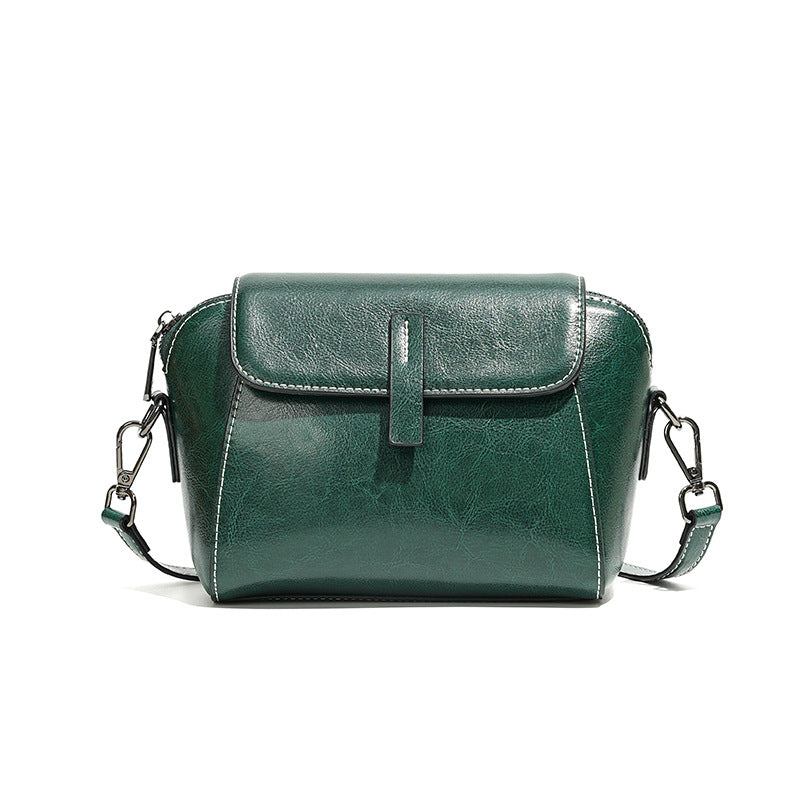 Boxy leather camera crossbody — detail view