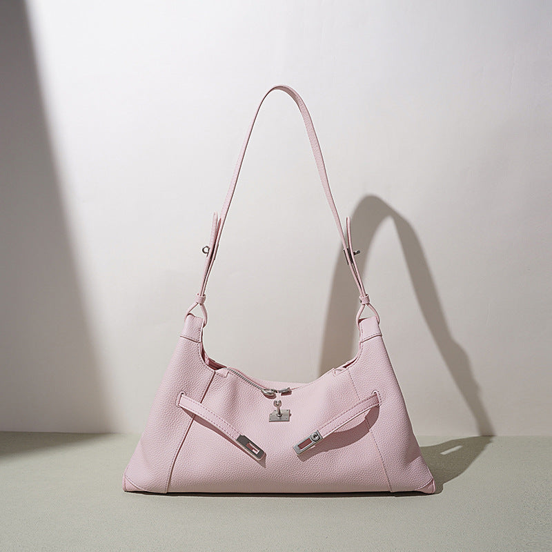 Pebbled Leather Lock Hobo