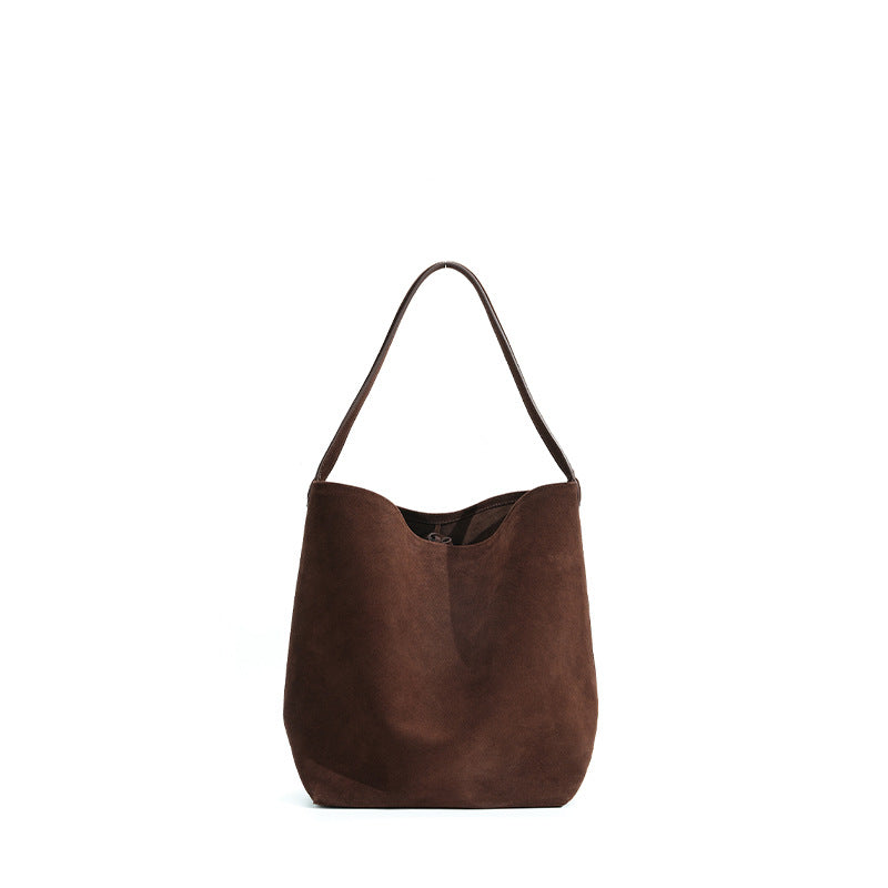 Brushed suede shoulder bag — detail view