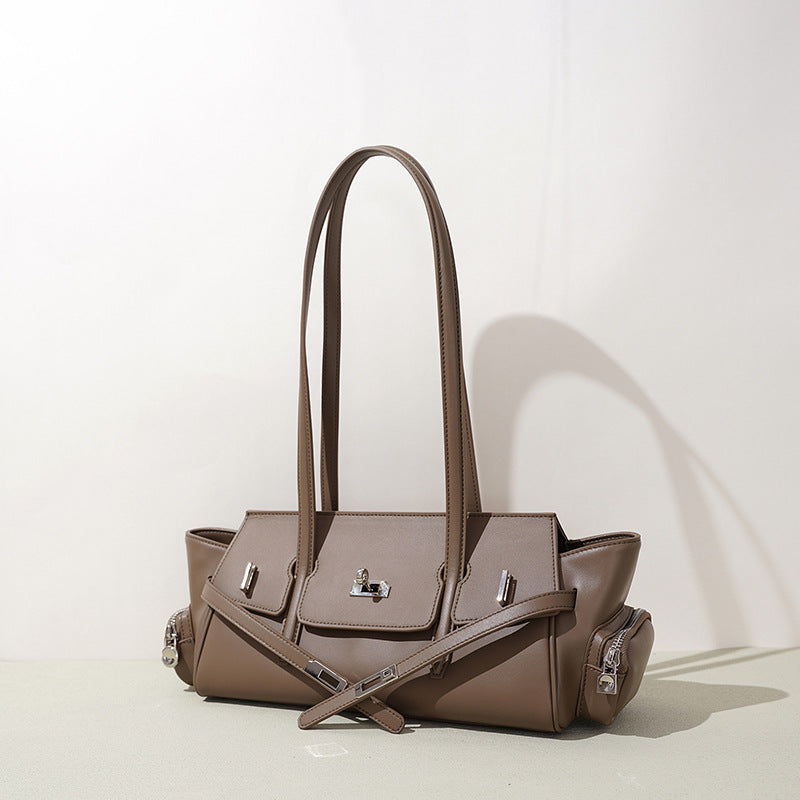 Cowhide Leather Baguette Bag