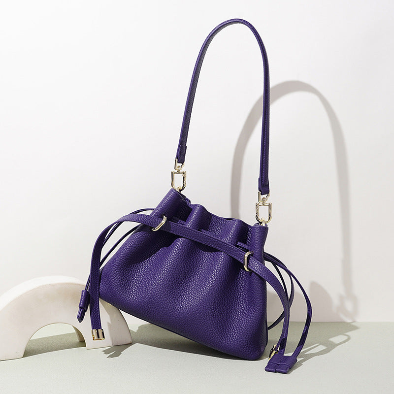Leather Drawstring Hobo Bag