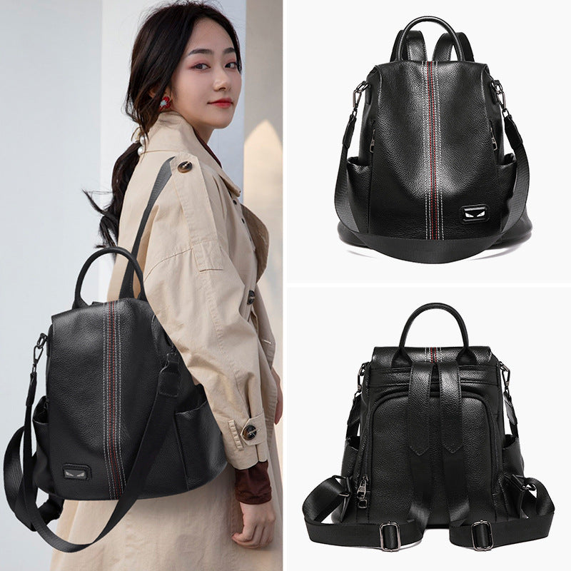 Large Soft Leather Travel Backpack