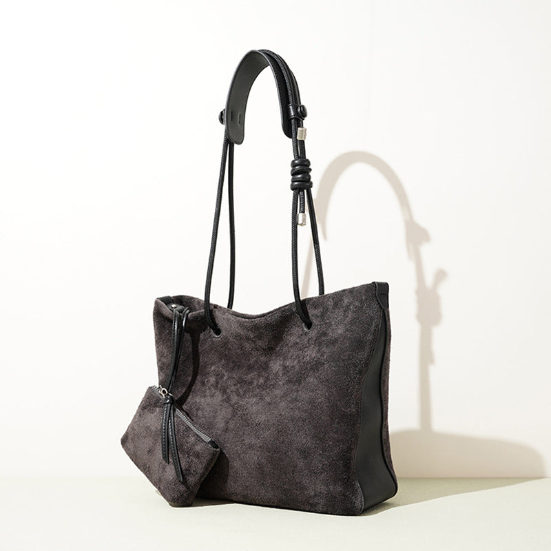Full-Grain Suede Leather Tote