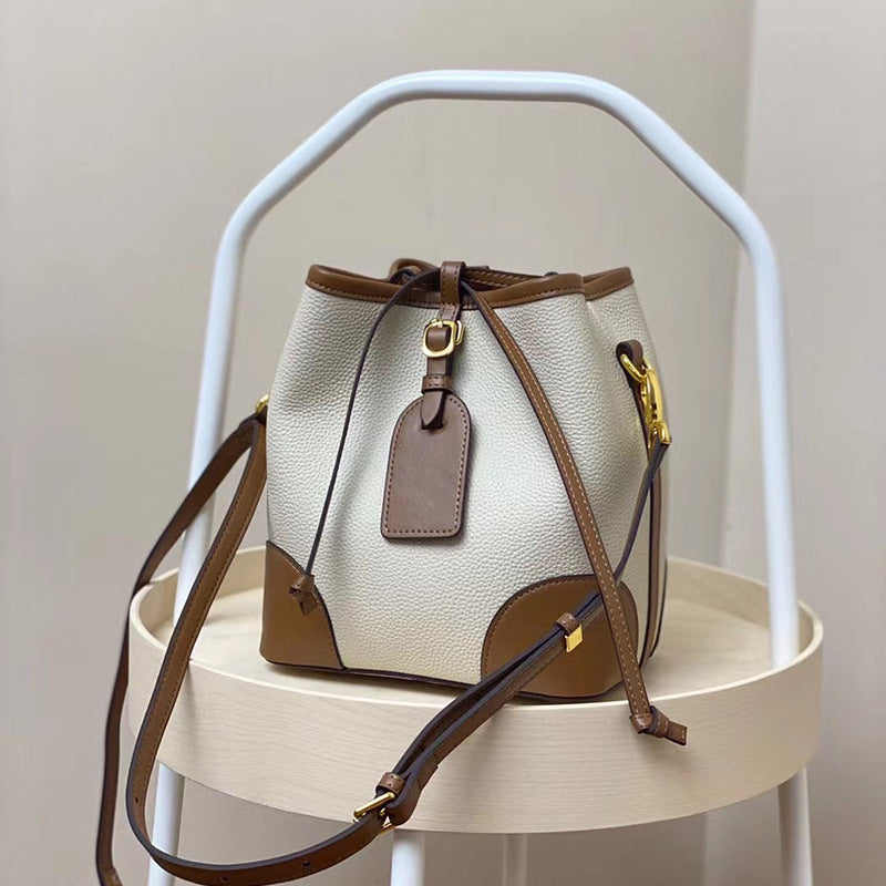 Top-Grain Leather Commuter Bucket Bag