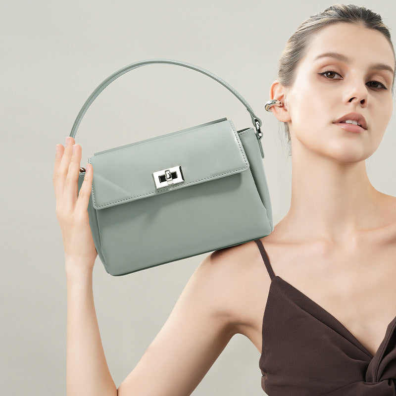 Full-Grain Leather Square Handbag