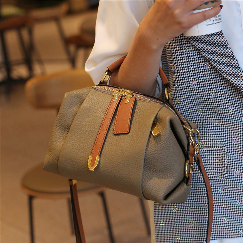 Vintage Top-Grain Leather Boston Pillow Bag
