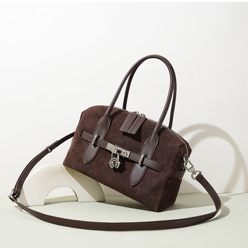 Suede Boston Work Bag