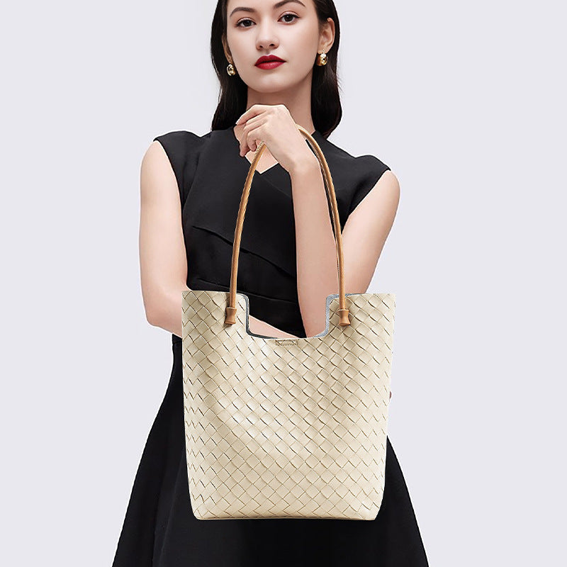 Woven Cowhide Shoulder Tote