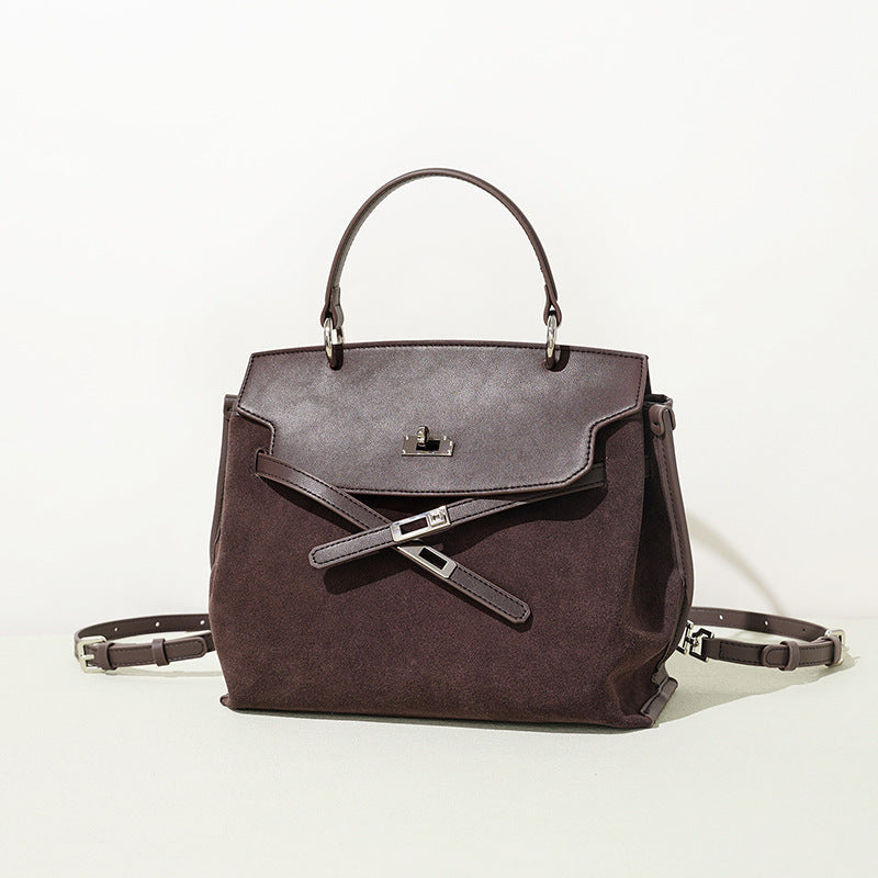 Large Suede Leather Commuter Backpack
