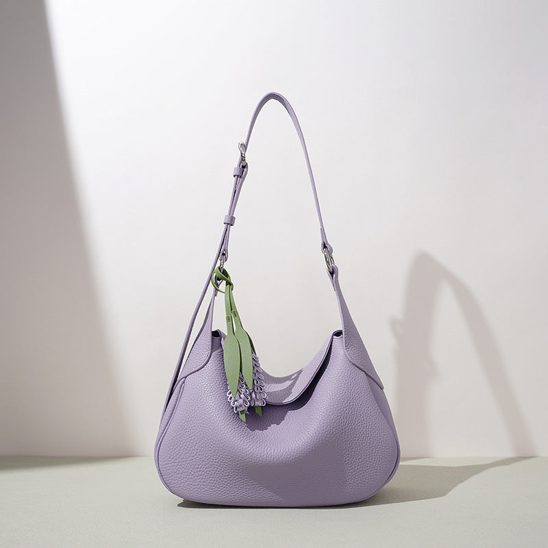 Large Leather Crescent Shoulder Bag