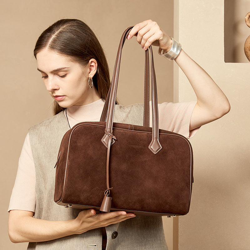 Large Suede Cowhide Bowling Tote