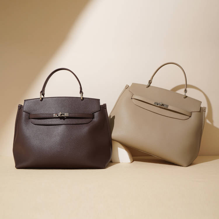 Structured Leather Belted Handbag