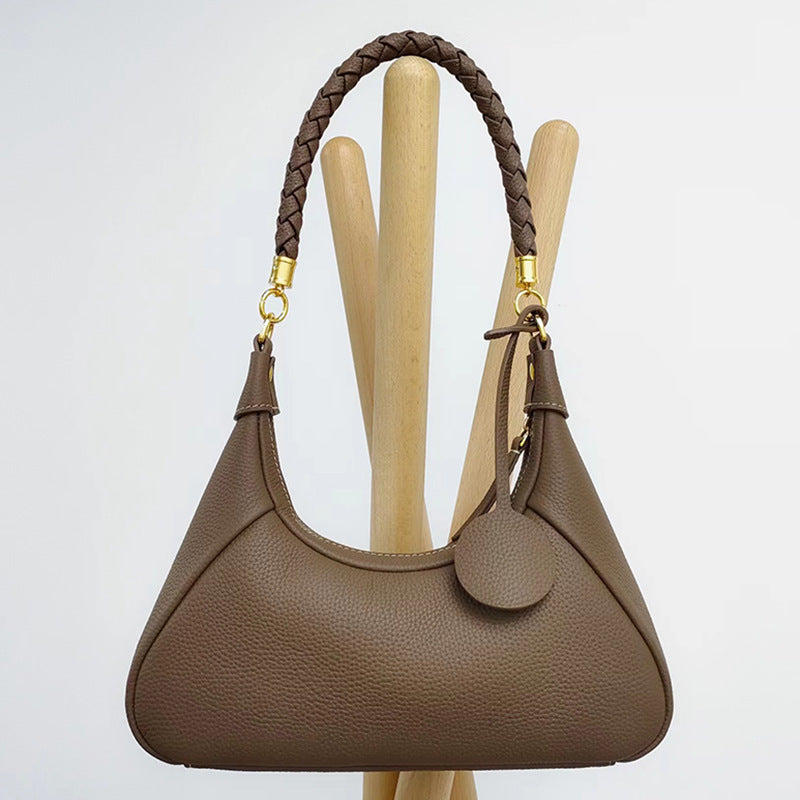 Leather Baguette Underarm Bag