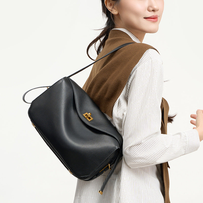 Top-Grain Leather Pillow Shoulder Bag