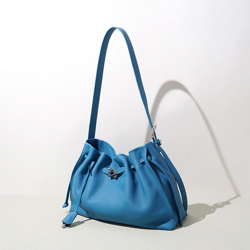 Top-Grain Leather Drawstring Crossbody