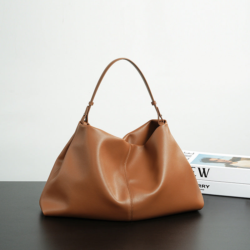 Soft Cowhide Kite Hobo Tote