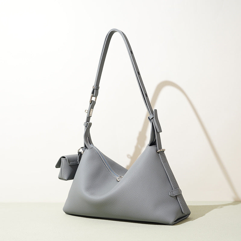 Top-Grain Leather Zip Pillow Bag