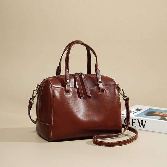 Full-Grain Leather Boston Bag
