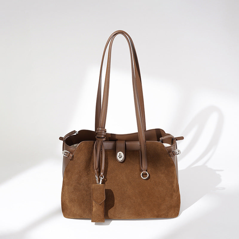 Soft Suede Leather Commuter Tote