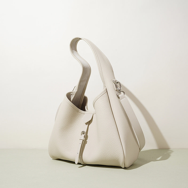 Minimal Leather Bucket Crossbody