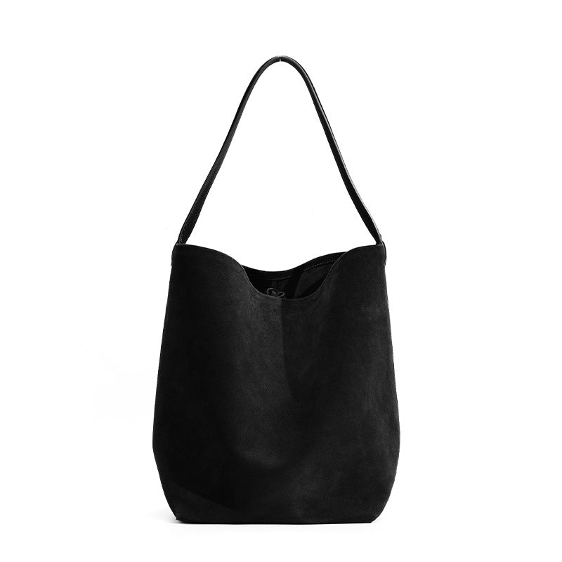 Brushed suede shoulder bag — detail view
