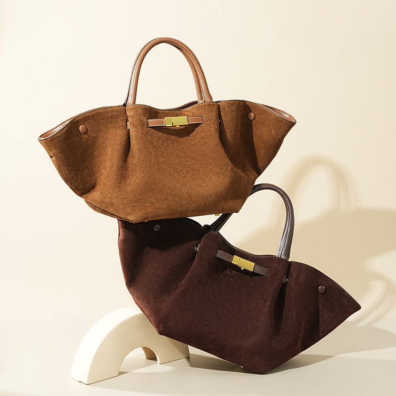 Suede Cowhide Large Dumpling Tote