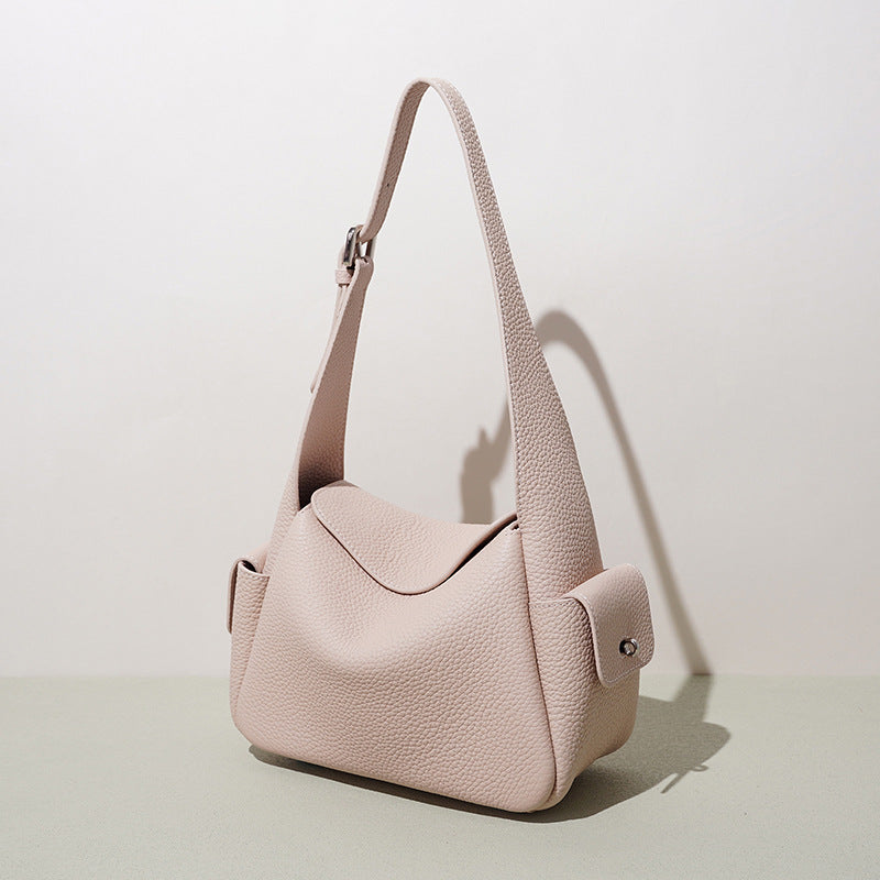 Top-Grain Leather Crescent Hobo