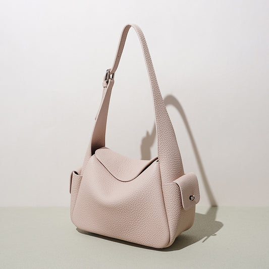 Top-Grain Leather Crescent Hobo