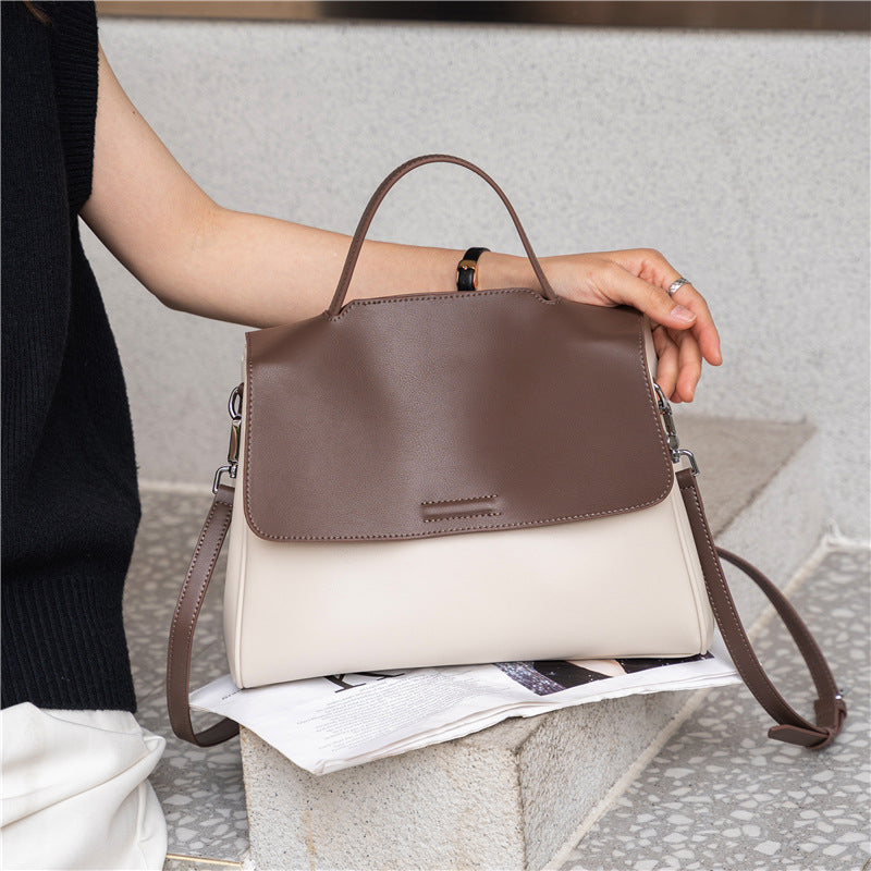 Nappa leather top-handle satchel — detail view