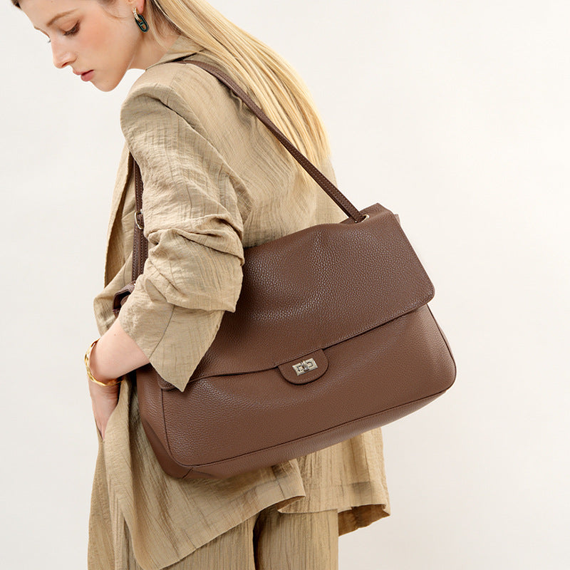 Top-Grain Leather Messenger Tote