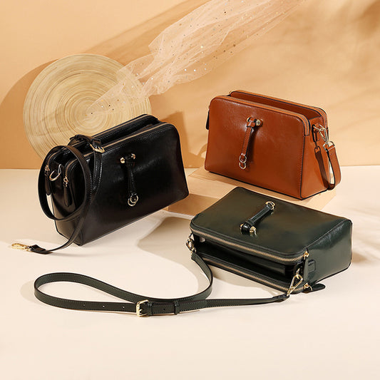 Cowhide Leather Box Crossbody