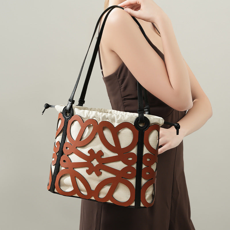 Openwork Leather Lightweight Tote