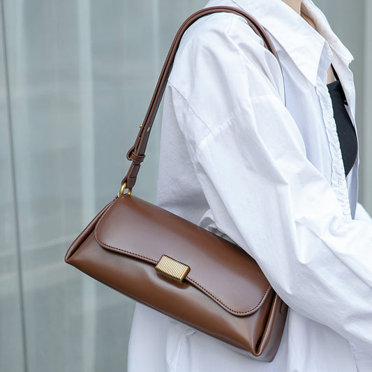 Red Vintage Leather Baguette Bag