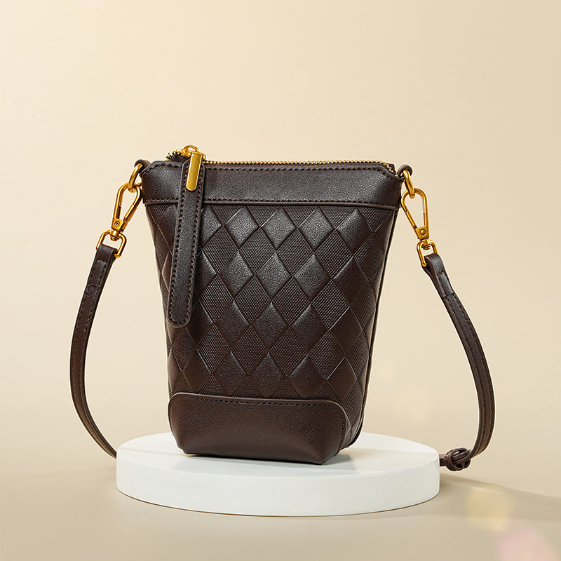 White Cowhide Vertical Phone Bag