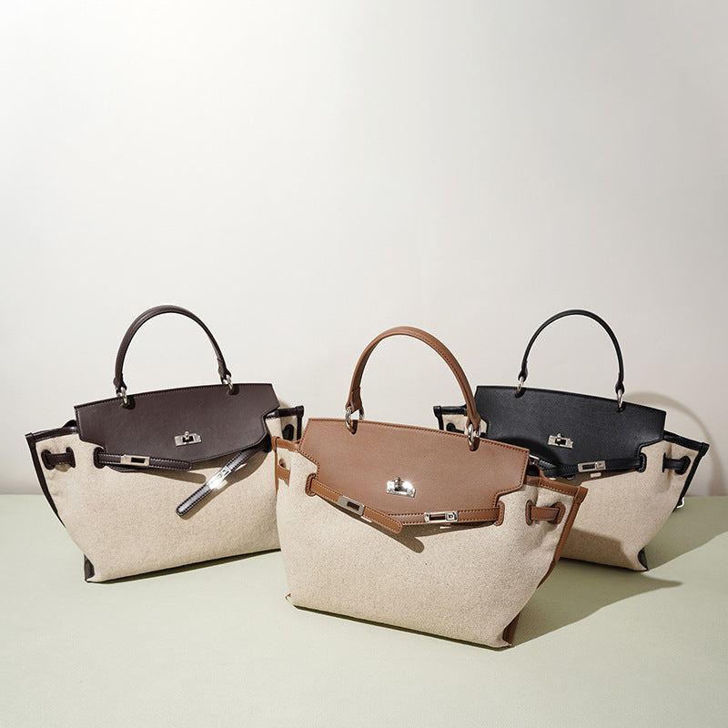 Linen and Full-Grain Leather Travel Backpack