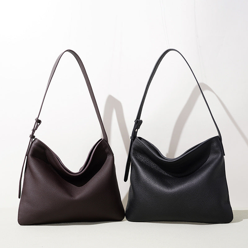 Large Leather Commuter Hobo Bag