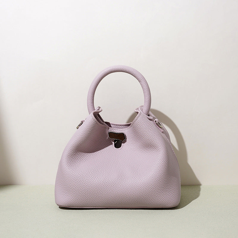Leather Top-Handle Bucket Bag